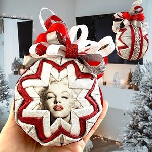 Christmas tree ornament, Marilyn Monroe, rhinestone crystals, glitter, Holiday
